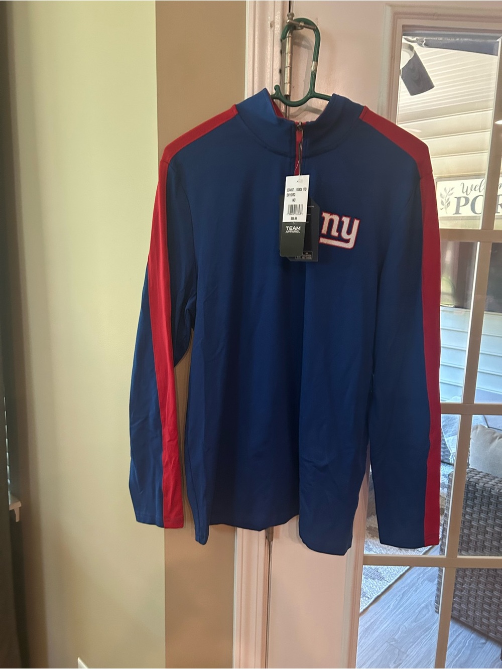 Antigua New York Giants NFL Quarter-Zip Jacket Blue Red Men's M